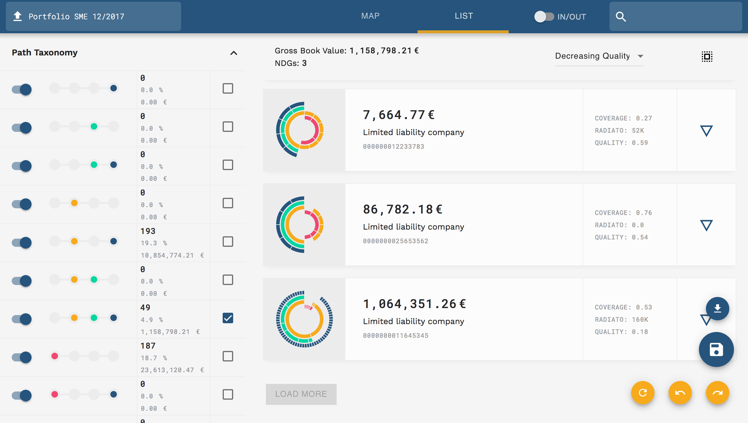 UI snapshot of assets boolean filter